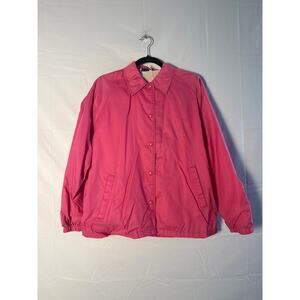 Vintage 80s Blair Pink Lined Button Snap Front Bomber Jacket Coat Size Large